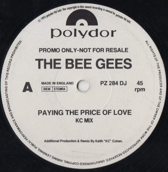 The Bee Gees - Paying The Price Of Love | Polydor (PZ 284 DJ)