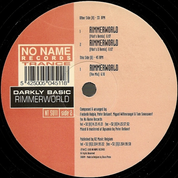 Darkly Basic - Rimmerworld | No Name Records Trance (NT 5011)