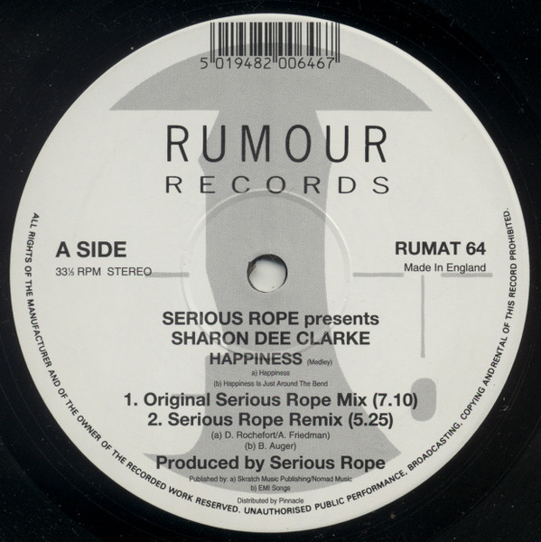 Serious Rope Presents Sharon Dee Clarke - Happiness | Rumour Records (RUMAT 64) - 3