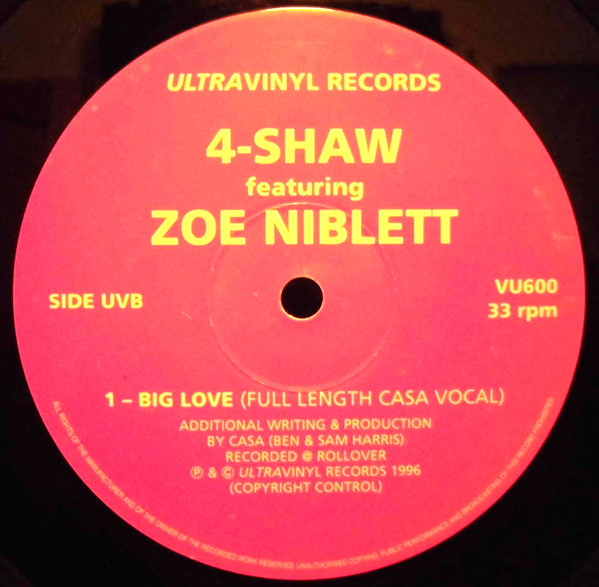 4-Shaw Featuring Zoe Niblett - Big Love | Ultra Vinyl (VU600) - 2