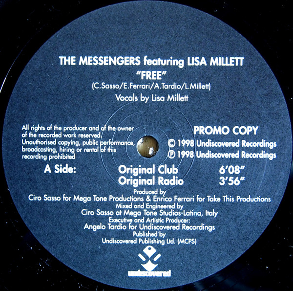 The Messengers Featuring Lisa Millett - Free | Undiscovered (UND 022) - main The Messengers Featuring Lisa Millett - Free | Undiscovered (UND 022) - main