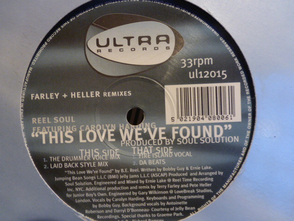 Reel Soul Featuring Carolyn Harding - This Love We've Found (Farley + Heller Remixes) | Ultra Records (UL12015)