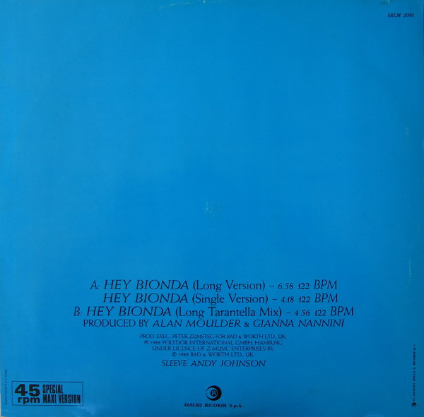 Gianna Nannini - Hey Bionda | Ricordi (SRLM 2080) - 2 Gianna Nannini - Hey Bionda | Ricordi (SRLM 2080) - 2