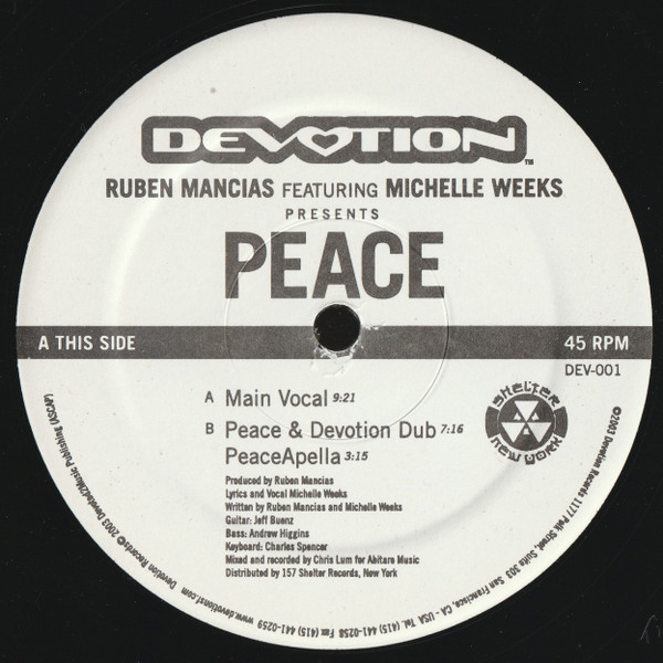 Ruben Mancias Featuring Michelle Weeks - Peace | Devotion Records (DEV-001) - 3