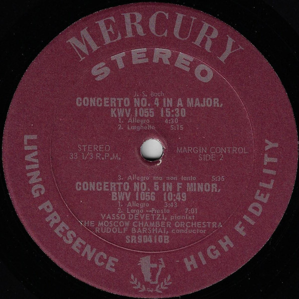 Three Concertos For Clavier And Strings, No. 1 In D Minor, No. 4 In A Major, No. 5 In F Minor