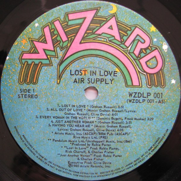 Air Supply - Lost In Love | Wizard Records (WZDLP 001) - 3 Air Supply - Lost In Love | Wizard Records (WZDLP 001) - 3