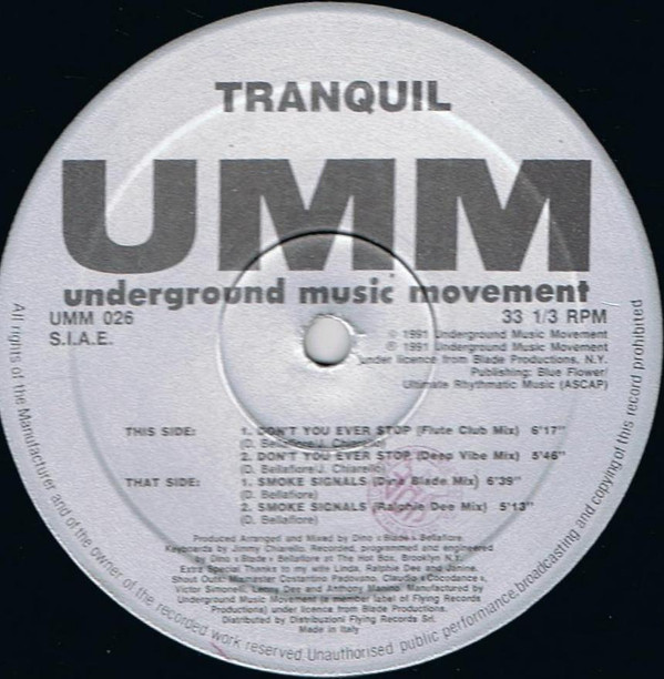Tranquil - Don't You Ever Stop / Smoke Signals | UMM (UMM 026) - main