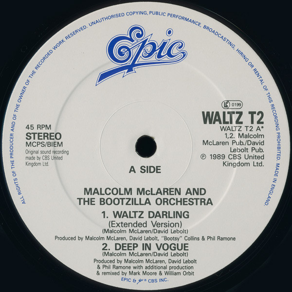 Malcolm McLaren And The Bootzilla Orchestra - Waltz Darling | Epic (WALTZ T2) - 3