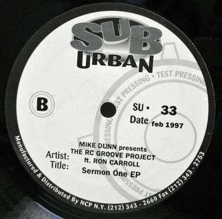 Mike Dunn Presents The RC Groove Project Ft. Ron Carroll - Sermon One EP | Sub-Urban (SU-33) - 2 Mike Dunn Presents The RC Groove Project Ft. Ron Carroll - Sermon One EP | Sub-Urban (SU-33) - 2