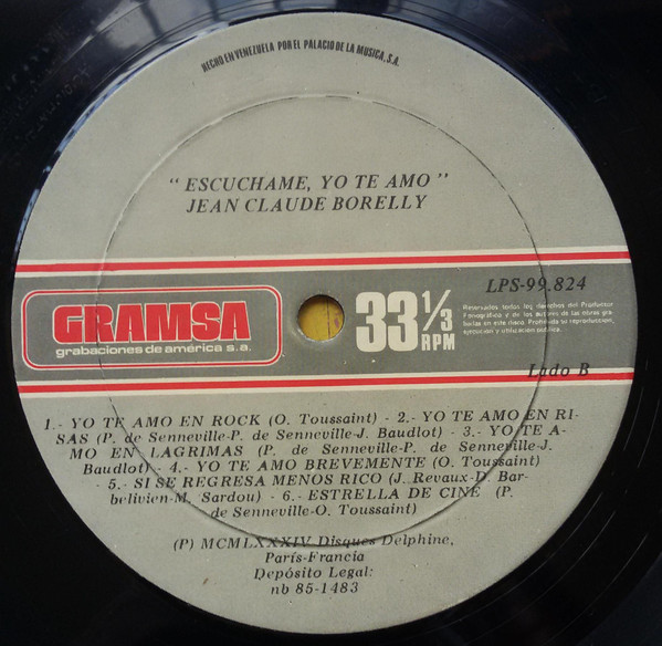 Jean-Claude Borelly - Ecoute Moi Je T'aime | Gramsa (LPS-99.824) - 4 Jean-Claude Borelly - Ecoute Moi Je T'aime | Gramsa (LPS-99.824) - 4