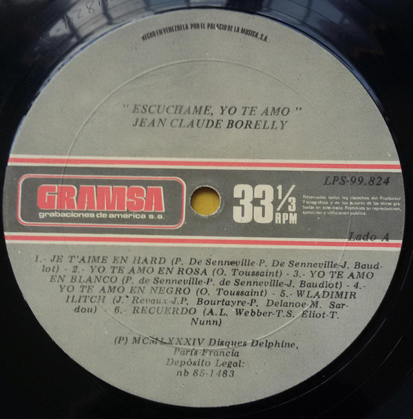 Jean-Claude Borelly - Ecoute Moi Je T'aime | Gramsa (LPS-99.824) - 3 Jean-Claude Borelly - Ecoute Moi Je T'aime | Gramsa (LPS-99.824) - 3