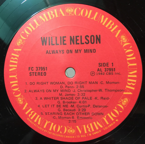 Willie Nelson - Always On My Mind [Vinyl] | Columbia (FC 37951) - 3