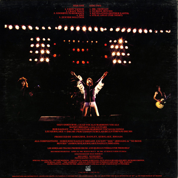 Ozzy Osbourne - Blizzard Of Ozz | Jet Records (JZ 36812) - 2