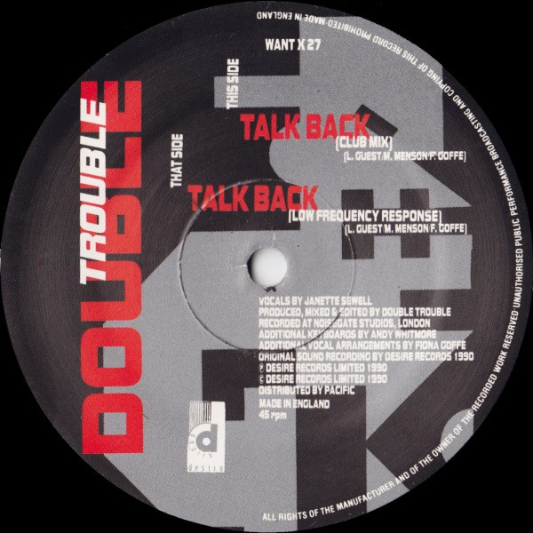 Double Trouble - Talk Back | Desire Records (WANT X 27) - 3
