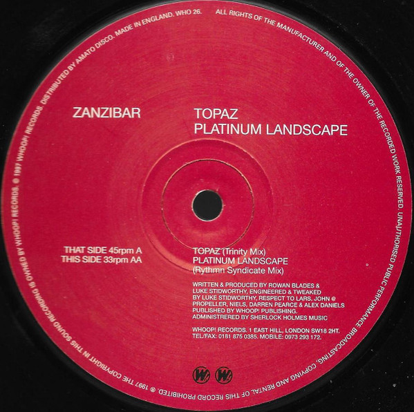 Zanzibar - Topaz / Platinum Landscape | Whoop! Records (WHO 26) - 3 Zanzibar - Topaz / Platinum Landscape | Whoop! Records (WHO 26) - 3