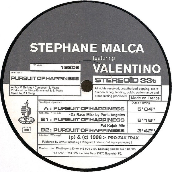 Stephane Malca - Pursuit Of Happiness | Pro-Zak Trax (19809) - main Stephane Malca - Pursuit Of Happiness | Pro-Zak Trax (19809) - main