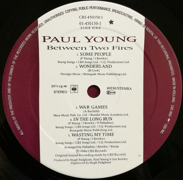 Paul Young - Between Two Fires | CBS (CBS 450150 1) - 6 Paul Young - Between Two Fires | CBS (CBS 450150 1) - 6