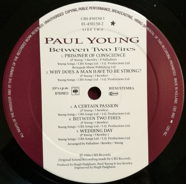 Paul Young - Between Two Fires | CBS (CBS 450150 1) - 7 Paul Young - Between Two Fires | CBS (CBS 450150 1) - 7