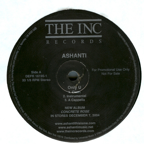 Ashanti - Only U / Turn It Up | The INC Records (DEFR 16195-1) - main