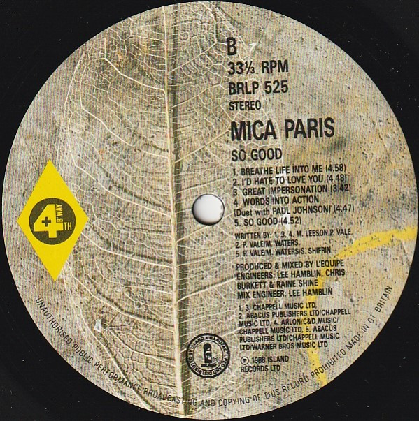Mica Paris - So Good | 4th & Broadway (BRLP 525) - 4