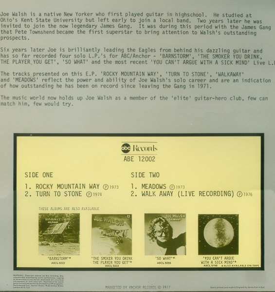 Four Tracks From Joe Walsh