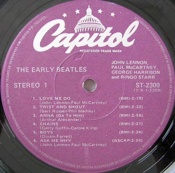 The Beatles - The Early Beatles | Capitol Records (ST-2309) - 3 The Beatles - The Early Beatles | Capitol Records (ST-2309) - 3