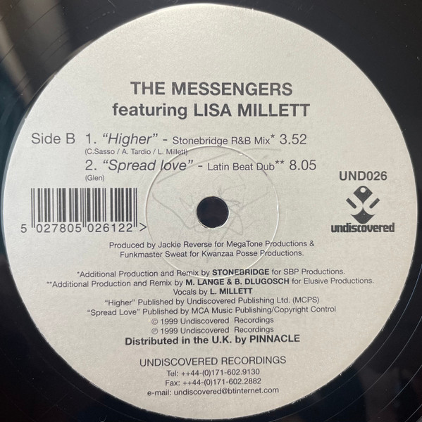 The Messengers Featuring Lisa Millett - Higher / Spread Love | Undiscovered (UND 026) - 2 The Messengers Featuring Lisa Millett - Higher / Spread Love | Undiscovered (UND 026) - 2