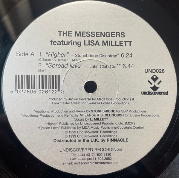 The Messengers Featuring Lisa Millett - Higher / Spread Love | Undiscovered (UND 026) - main The Messengers Featuring Lisa Millett - Higher / Spread Love | Undiscovered (UND 026) - main