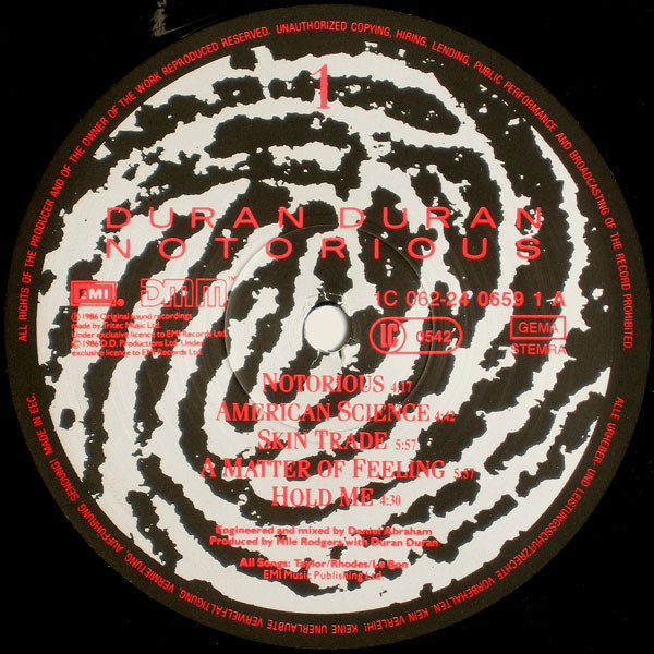 Duran Duran - Notorious | EMI (24 0659 1) - 3