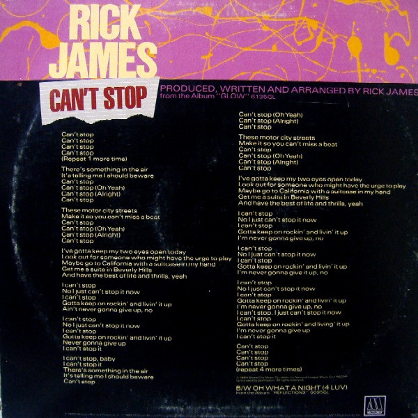Rick James - Can't Stop | Motown (4528MG) - 2