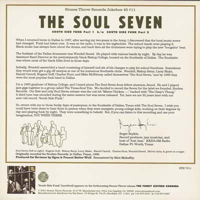 The Soul Seven - South Side Funk | Stones Throw Records (STH 7011) - 2 The Soul Seven - South Side Funk | Stones Throw Records (STH 7011) - 2