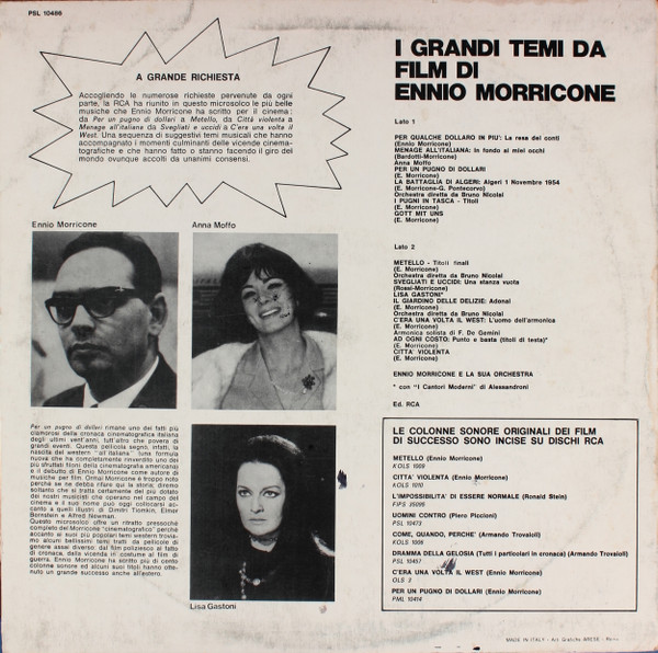 Ennio Morricone E La Sua Orchestra - I Grandi Temi Da Film Di Ennio Morricone | RCA Italiana (PSL 10486) - 2 Ennio Morricone E La Sua Orchestra - I Grandi Temi Da Film Di Ennio Morricone | RCA Italiana (PSL 10486) - 2