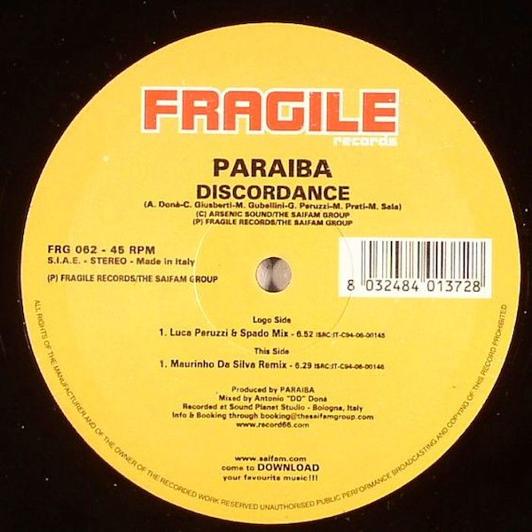 Paraiba - Discordance | Fragile Records (FRG 062) - main