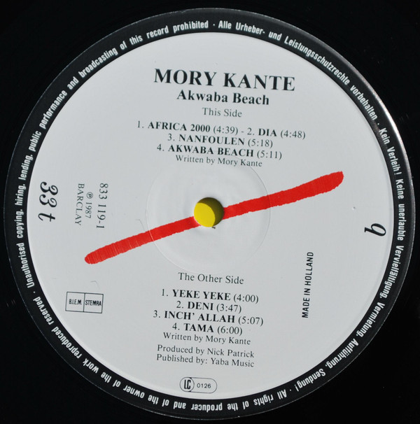 Mory Kanté - Akwaba Beach | Barclay (833 119-1) - 3 Mory Kanté - Akwaba Beach | Barclay (833 119-1) - 3