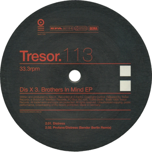 DisX3 - Brothers In Mind EP | Tresor (Tresor 113) - 2