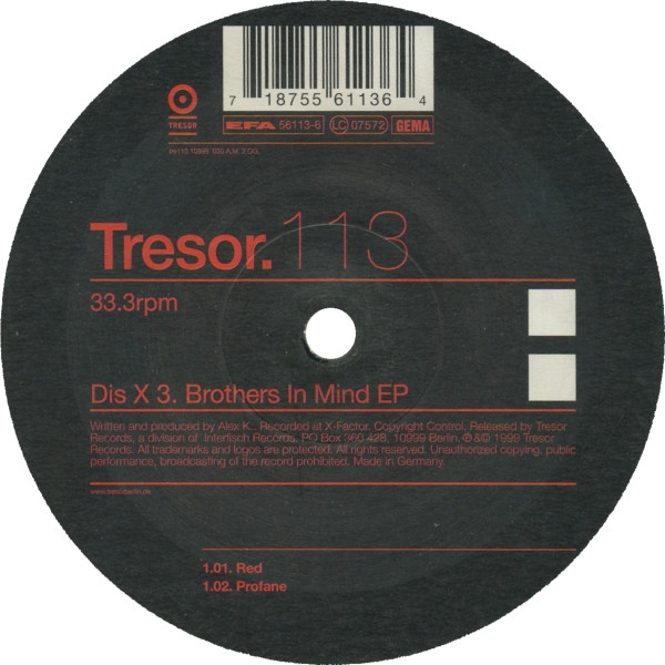 DisX3 - Brothers In Mind EP | Tresor (Tresor 113) - main