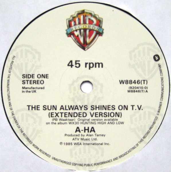 a-ha - The Sun Always Shines On T.V. (Extended Version) | Warner Bros. Records (W8846(T)) - 4 a-ha - The Sun Always Shines On T.V. (Extended Version) | Warner Bros. Records (W8846(T)) - 4