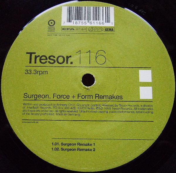 Surgeon - Force + Form Remakes | Tresor (Tresor 116) - main Surgeon - Force + Form Remakes | Tresor (Tresor 116) - main