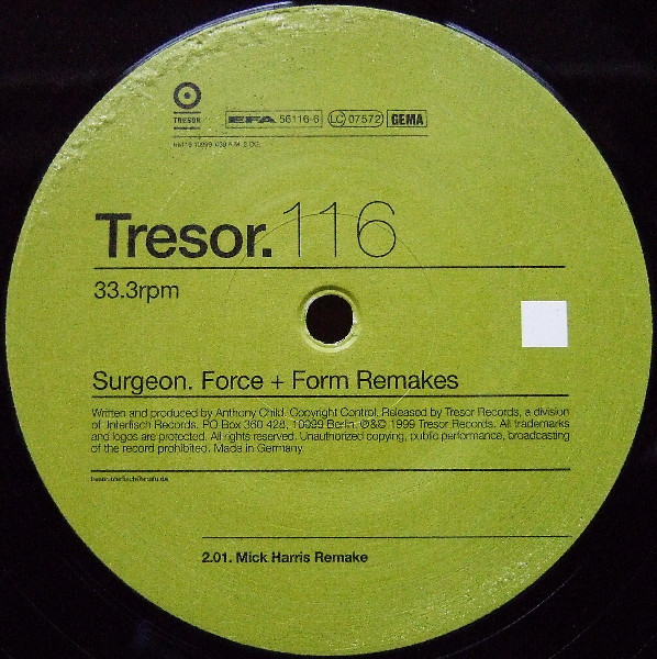 Surgeon - Force + Form Remakes | Tresor (Tresor 116) - 2 Surgeon - Force + Form Remakes | Tresor (Tresor 116) - 2