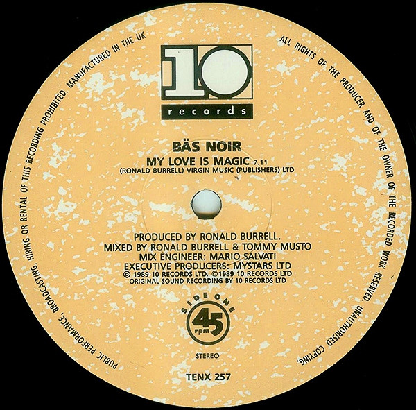 Bas Noir - My Love Is Magic | 10 Records (TENX 257) - 3