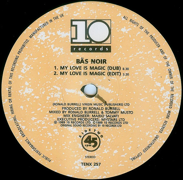 Bas Noir - My Love Is Magic | 10 Records (TENX 257) - 4