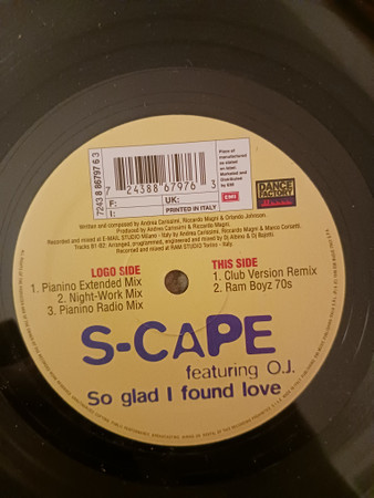 S-Cape Featuring O.J. - So Glad I Found Love | Dance Factory (8 67976 3) - 2 S-Cape Featuring O.J. - So Glad I Found Love | Dance Factory (8 67976 3) - 2