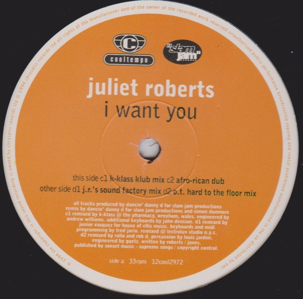 Juliet Roberts - I Want You | Cooltempo (12coolx297) - 3 Juliet Roberts - I Want You | Cooltempo (12coolx297) - 3