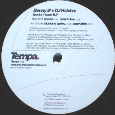 Benny Ill V DJ Hatcha - Special 4 Track E.P. | Tempa (Tempa. 008) - main