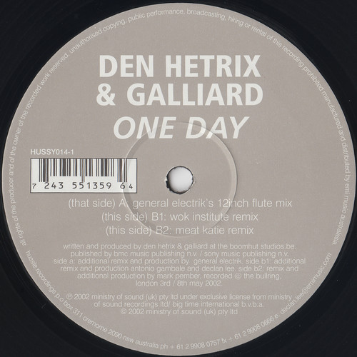 Den Hetrix & Galliard - One Day | Hussle Recordings (HUSSY014-1) - main Den Hetrix & Galliard - One Day | Hussle Recordings (HUSSY014-1) - main