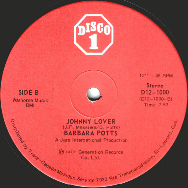 Barbara Potts - Johnny Lover | Disco 1 (D12-1000) - 2 Barbara Potts - Johnny Lover | Disco 1 (D12-1000) - 2