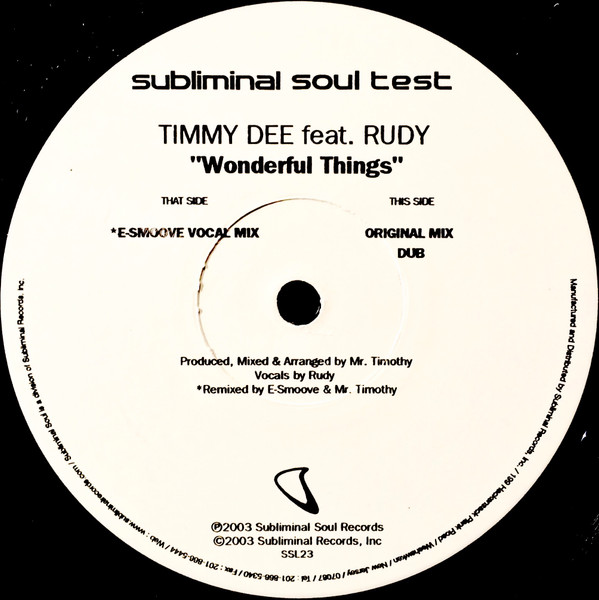 Timmy Dee Feat. Rudy Sandapa - Wonderful Things | Subliminal Soul (SSL23)