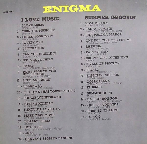 Enigma - I Love Music | Dig-It International Records (PLF 3025) - 3