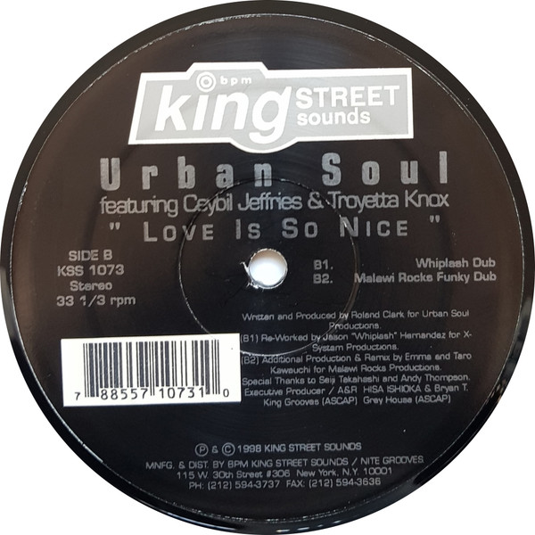 Urban Soul Feat. Ceybil Jefferies & Troyetta Knox - Love Is So Nice | BPM King Street Sounds (KSS 1073) - 4 Urban Soul Feat. Ceybil Jefferies & Troyetta Knox - Love Is So Nice | BPM King Street Sounds (KSS 1073) - 4