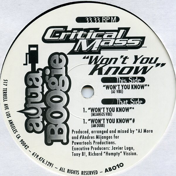Critical Mass - Won't You Know | Aqua Boogie Records (AB010)